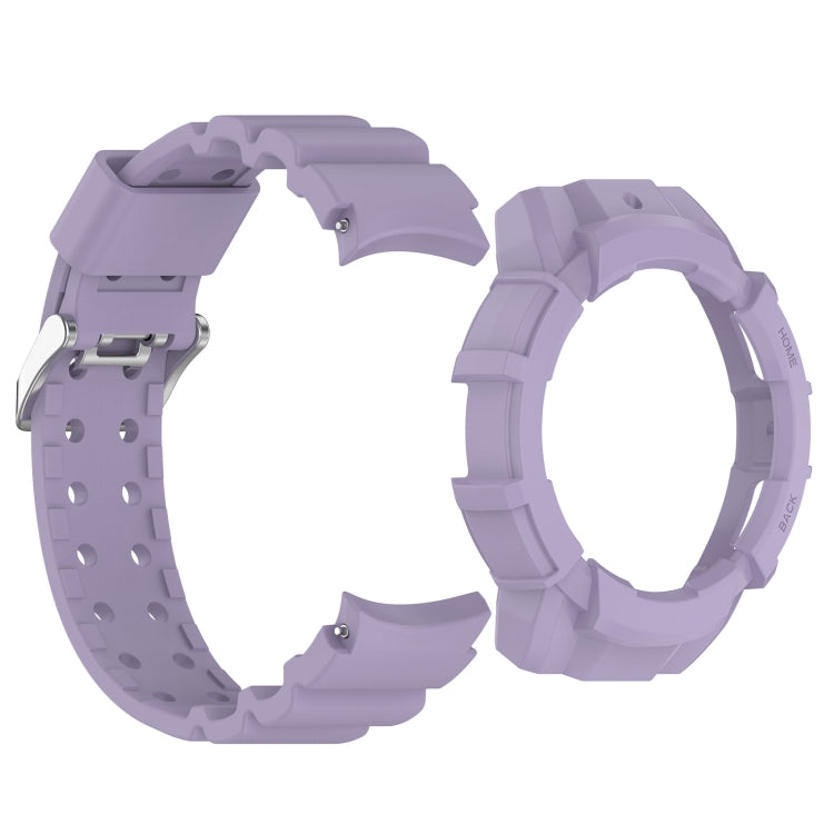 For Samsung Galaxy Watch 7 44mm Armor Silicone Watch Band with Watch Case Set(Purple) - Watch Bands by buy2fix | Online Shopping UK | buy2fix