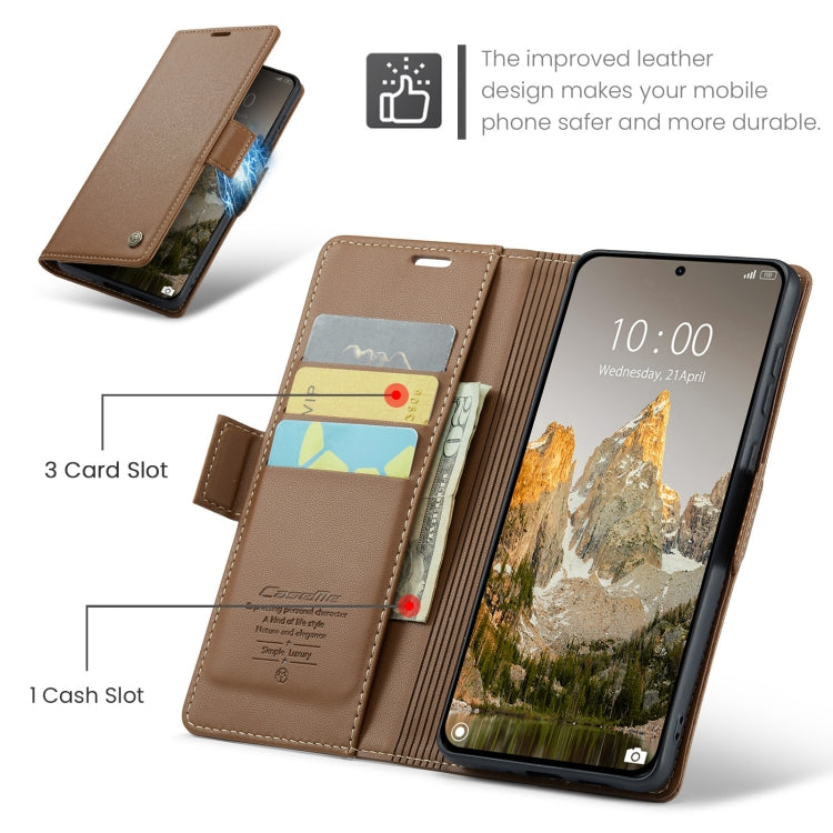 For Xiaomi 14T Pro CaseMe 023 Butterfly Buckle Litchi Texture RFID Anti-theft Leather Phone Case(Brown) - 14T Pro Cases by CaseMe | Online Shopping UK | buy2fix