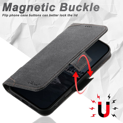 For iPhone 16 Plus Suteni J07 Multi-functional Horizontal MagSafe Denim Leather Phone Case(Black) - iPhone 16 Plus Cases by Suteni | Online Shopping UK | buy2fix