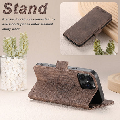 For iPhone 16 Suteni J07 Multi-functional Horizontal MagSafe Denim Leather Phone Case(Brown) - iPhone 16 Cases by Suteni | Online Shopping UK | buy2fix