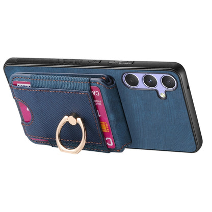 For Samsung Galaxy S25+ 5G Retro Splitable Magnetic Stand Card Bag Leather Phone Case(Blue) - Galaxy S25+ 5G Cases by buy2fix | Online Shopping UK | buy2fix