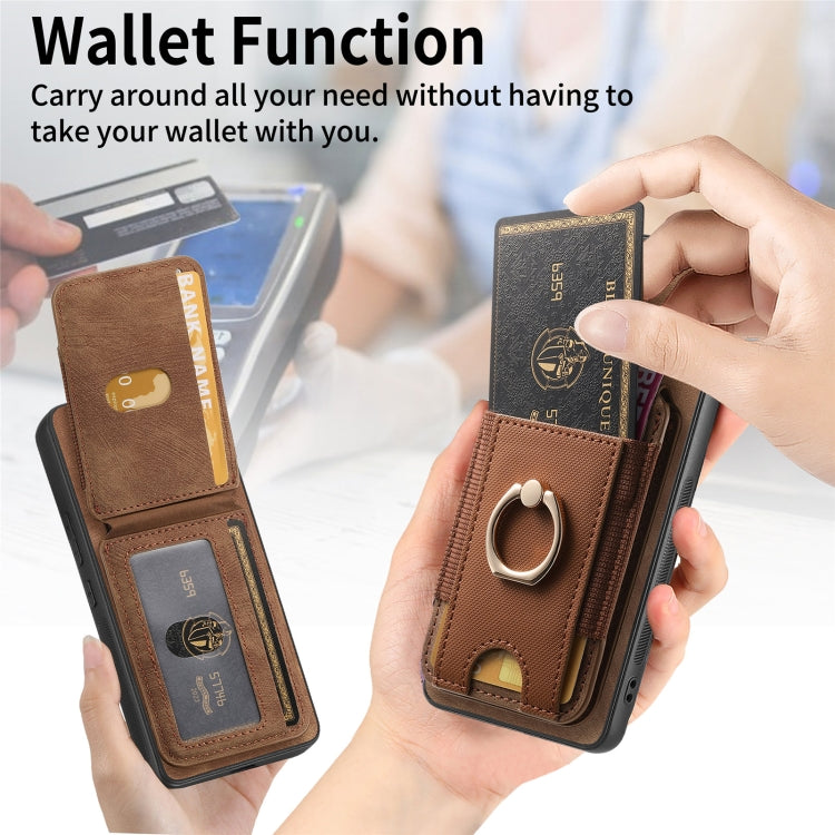 For Samsung Galaxy S25+ 5G Retro Splitable Magnetic Stand Card Bag Leather Phone Case(Brown) - Galaxy S25+ 5G Cases by buy2fix | Online Shopping UK | buy2fix