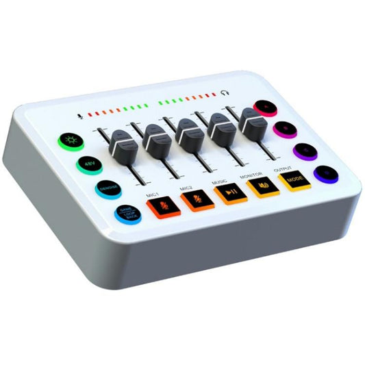 F9 48V Live Streaming Sound Card Audio Mixer Power Voice Changer with RGB Light(White) - Live Sound Effects Processors by buy2fix | Online Shopping UK | buy2fix