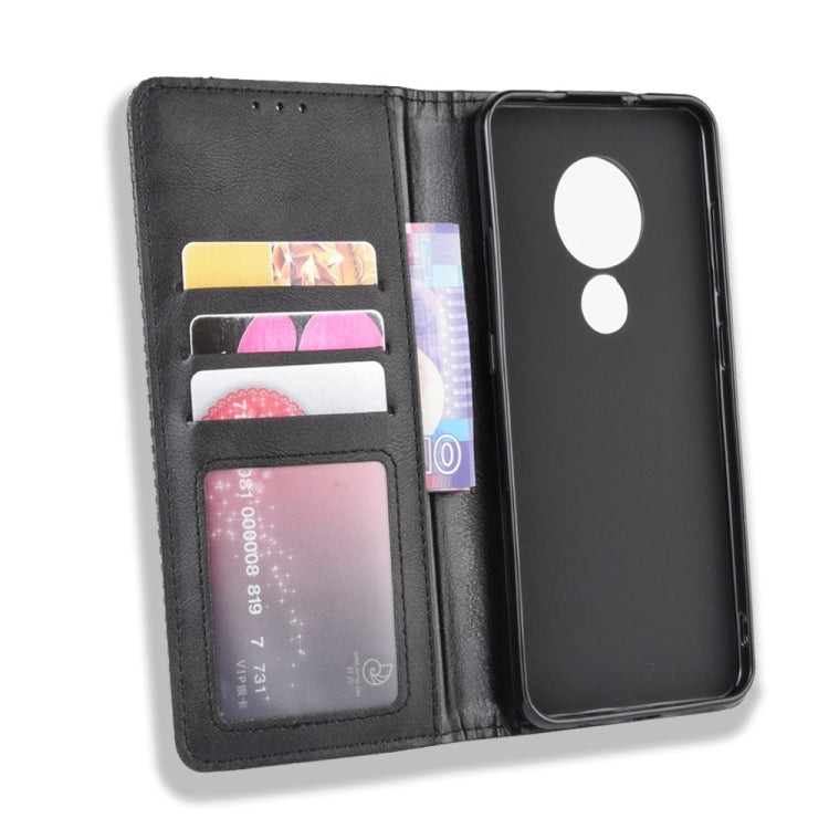 For Nokia 7.2 / Nokia 6.2 Magnetic Buckle Retro Crazy Horse Texture Horizontal Flip Leather Case , with Holder & Card Slots & Photo Frame(Black) - Nokia Cases by buy2fix | Online Shopping UK | buy2fix