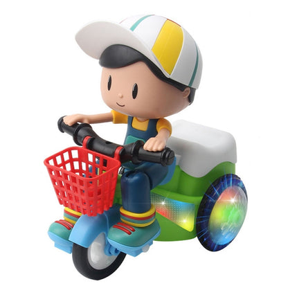 Electric Universal Stunt Tricycle Rotating Cartoon Toy Car with Light Music, Random Color Delivery(Boy) - Music Toys by buy2fix | Online Shopping UK | buy2fix