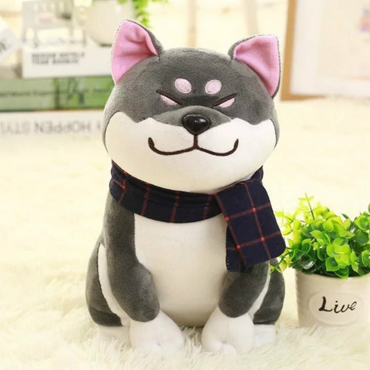 Couple Scarf Shiba Inu Dog Plush Toy, Color: Gray, Size:45cm - Soft Toys by buy2fix | Online Shopping UK | buy2fix