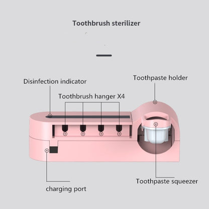 Smart Toothbrush Sterilizer UV Sterilization Electric Wall-mounted Toothbrushing Cup Rack(Pink) - Toothbrush Sanitizer by buy2fix | Online Shopping UK | buy2fix