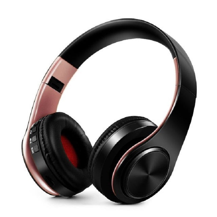 HIFI Stereo Wireless Bluetooth Headphone for Xiaomi iPhone Sumsamg Tablet, with Mic, Support SD Card & FM(Rose Gold Black) - Headset & Headphone by buy2fix | Online Shopping UK | buy2fix