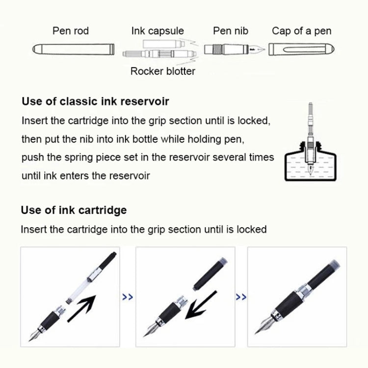 X750 Stationery Stainless Steel Fountain Pen Medium Nib Ink Pens School Oiifice Gift, Nib Size:0.5mm(Fluorescent Black) - Fountain Pens by buy2fix | Online Shopping UK | buy2fix