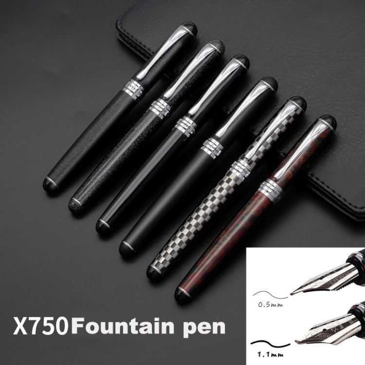 X750 Stationery Stainless Steel Fountain Pen Medium Nib Ink Pens School Oiifice Gift, Nib Size:0.5mm(Black Pattern) - Fountain Pens by buy2fix | Online Shopping UK | buy2fix