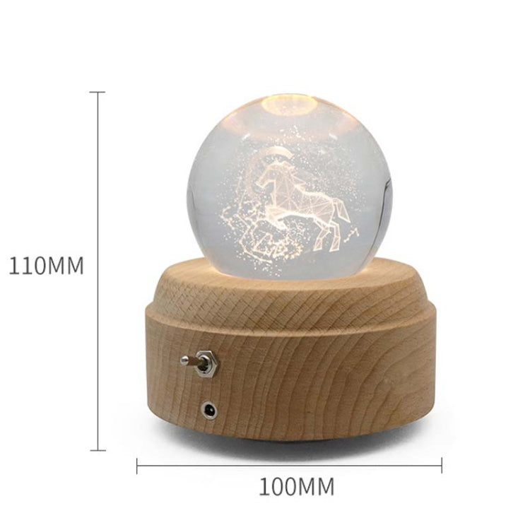 Girl Bedside Lamp Crystal Ball Wooden Base Music Box Charging Glow Rotating Night Light, Random Music(Ferris Wheel) - Novelty Lighting by buy2fix | Online Shopping UK | buy2fix