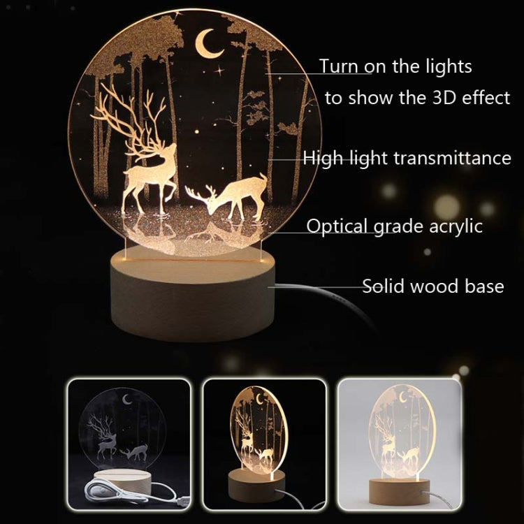3D Atmosphere Decorative Light Acrylic Inner Carved LED Night Light Creative Girl Table Lamp(Tree Cat) - Novelty Lighting by buy2fix | Online Shopping UK | buy2fix