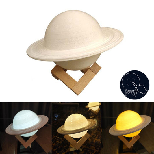 3D Printing LED Saturn Night Light USB Planet Lamp, Size:16cm, Style:Touch Control 3-Colors - Night Lights by buy2fix | Online Shopping UK | buy2fix