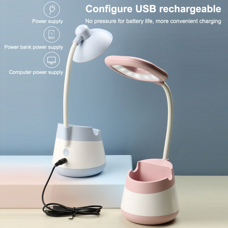 USB Charging LED Desk Light Eye Protection Lamp with Pen Holder and Phone Holder(CS276-1 Yellow) - Desk Lamps by buy2fix | Online Shopping UK | buy2fix