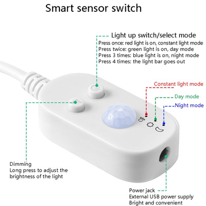 LED Light Strip USB Human Intelligent Induction Waterproof Light Strip 2835 Patch Cabinet Wardrobe Soft Light Strip 1m(6500K Cold White) - Sensor LED Lights by buy2fix | Online Shopping UK | buy2fix