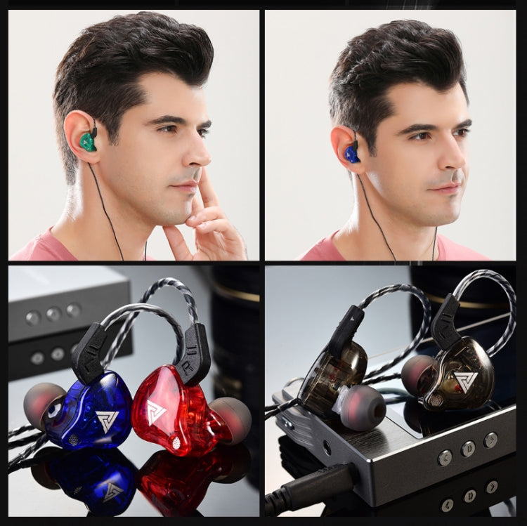 QKZ AK6 2 PCS  In-Ear 3.5mm Wired Subwoofer Sports Earphones(AK6-Blue+Red) - In Ear Wired Earphone by QKZ | Online Shopping UK | buy2fix