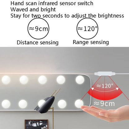 LED Makeup Lamp Mirror Front Beauty Fill Light Hand Sweep Sensation Lamp, Power source: 14 Bulbs - Sensor LED Lights by buy2fix | Online Shopping UK | buy2fix