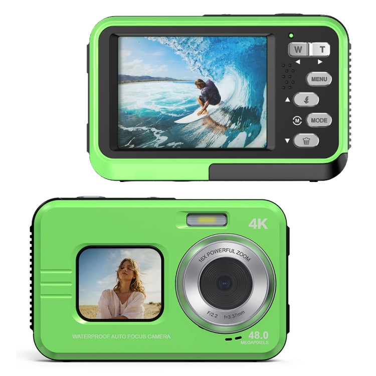 WDC901 3.5m Waterproof 48MP HD Dual Screen Outdoor Sports Digital Camera UK Plug(Green) - Children Cameras by buy2fix | Online Shopping UK | buy2fix