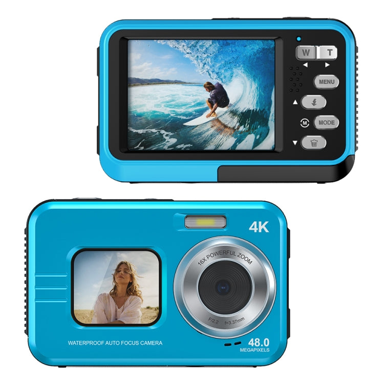 WDC901 3.5m Waterproof 48MP HD Dual Screen Outdoor Sports Digital Camera EU Plug(Blue) - Children Cameras by buy2fix | Online Shopping UK | buy2fix