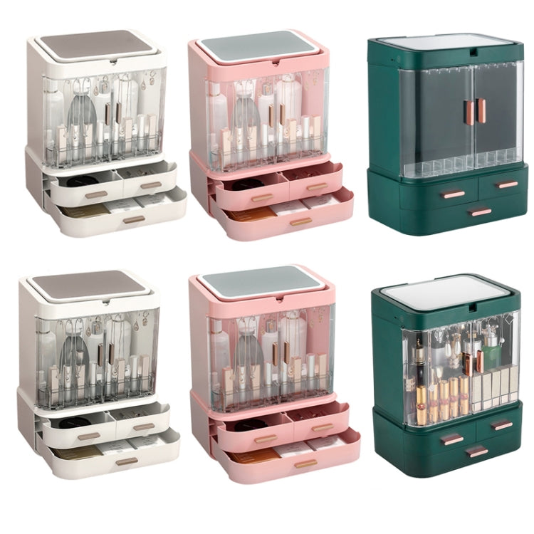 Dust-Proof Drawer Type Cosmetic Storage Box Household Large-Capacity Desktop Lipstick Storage Box, Colour: LED Model White - Storage Boxes by buy2fix | Online Shopping UK | buy2fix