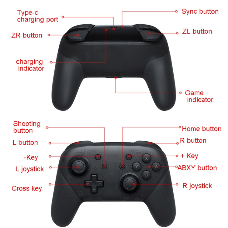 L-0326 Wireless Gamepad For Switch Pro,Style: Black - Full Function HD Edition - Gamepads by buy2fix | Online Shopping UK | buy2fix