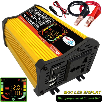 Saga 3 Generations Home Solar Generator Inverter+30A Controller+18W 12V Solar Panel, Specification: Yellow 12V To 220V - Modified Square Wave by buy2fix | Online Shopping UK | buy2fix