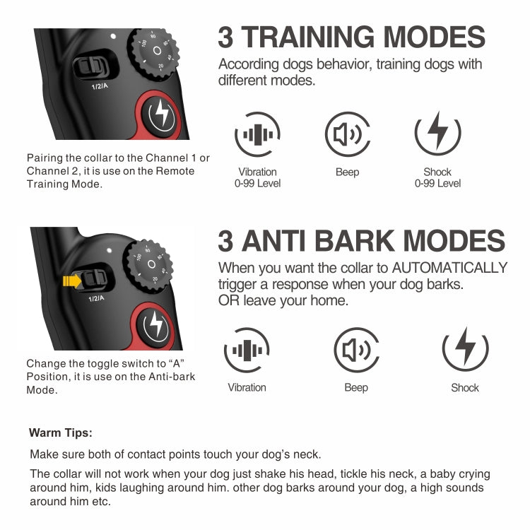 Remote Control Trainer Dog Collar Automatic Barking Stopper, Specification: 1 Drag 1 Black - Training Aids by buy2fix | Online Shopping UK | buy2fix