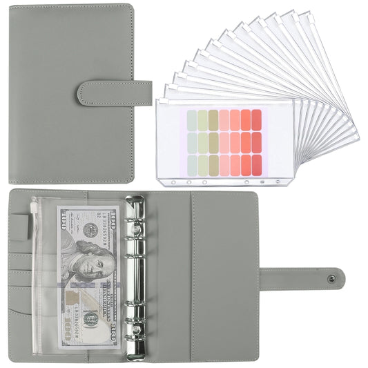 A6 Macaron Notebook PU Loose-leaf Cash Budget Handbook(Gray) - Notebooks by buy2fix | Online Shopping UK | buy2fix