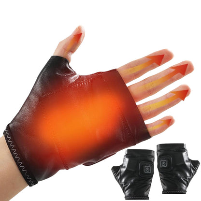 1 Pair Adjustable Temperature Rechargeable Intelligent Electric Heating Gloves Half Finger Gloves, Size: S(Black) - Safety Gloves by buy2fix | Online Shopping UK | buy2fix