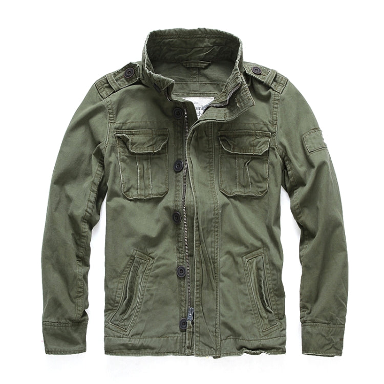 Autumn And Winter Middle Aged Men Jacket Casual Workers Dress Denim Jackets Clothes, Size: S(Deep Army Green) - Loose Coat by buy2fix | Online Shopping UK | buy2fix