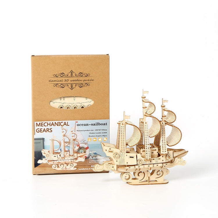 LG807 Ocean Sailboat 3D Wooden Puzzle Children Educational Toys DIY Handmade Ornaments - Puzzle Toys by buy2fix | Online Shopping UK | buy2fix