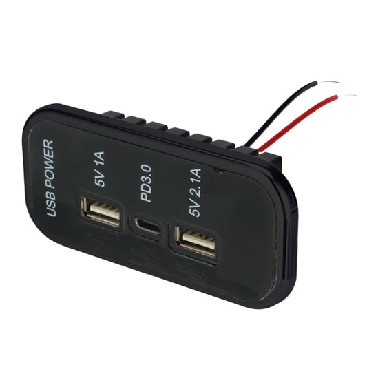 12/24V USB+Type-C Car, RV, Boat Mobile Phone Charger Modification(Black 2.1A+1A+PD3.0) - DIY Modified Charger by buy2fix | Online Shopping UK | buy2fix