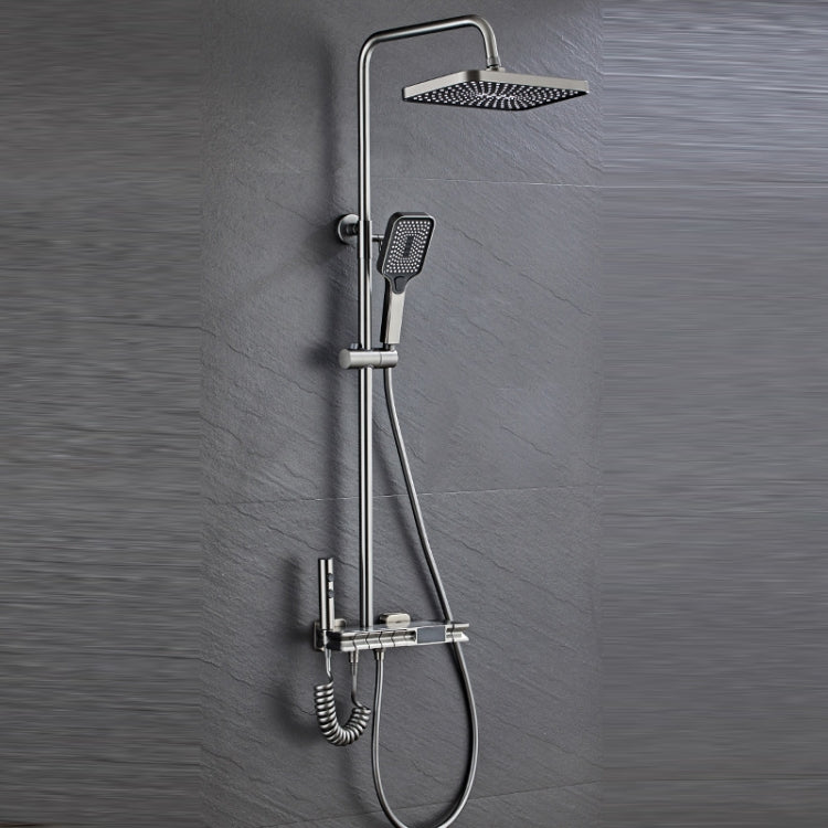 Piano Digital Display Full Copper Faucet Square Nozzle Shower Set, Color: Water Plating Gray 6103 - Shower Head by buy2fix | Online Shopping UK | buy2fix