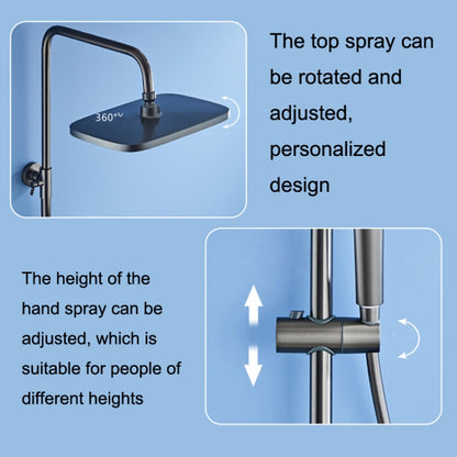 Piano Digital Display Full Copper Faucet Square Nozzle Shower Set, Color: Water Plating Gray 6103 - Shower Head by buy2fix | Online Shopping UK | buy2fix