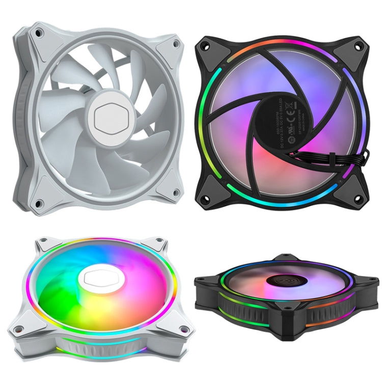 MF140 HALO ARGB 14cm RGB 5V/3PIN Computer Case Quiet PWM Fan PC CPU Cooler, Color: White - Fan Cooling by buy2fix | Online Shopping UK | buy2fix