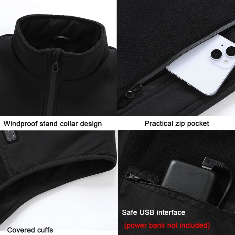 Heated Vest USB Charging Smart Heating Clothing 13 Zones Heating 3 Switch Control, Size: XL/2XL/3XL(Black) - Loose Coat by buy2fix | Online Shopping UK | buy2fix