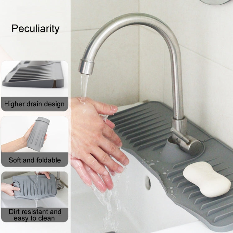 Bathroom Kitchen Silicone Faucet Anti-Splash Drain Mat, Color: Black+Waterproof Edge(37x14.7x2cm) - Faucets & Accessories by buy2fix | Online Shopping UK | buy2fix