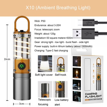 X10-P50 Outdoor LED Flashlight Multi-Functional Camping Lighting Flashlight Portable Rechargeable Work Lamp - LED Flashlight by buy2fix | Online Shopping UK | buy2fix