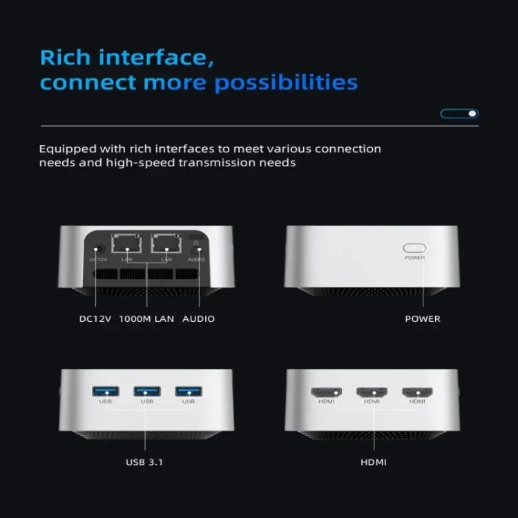 T8Plus Alder Lake-N100 4K Dual Band WIFI Bluetooth Office Game Portable Mini PC, Spec: 8G 1TB US Plug - Windows Mini PCs by buy2fix | Online Shopping UK | buy2fix