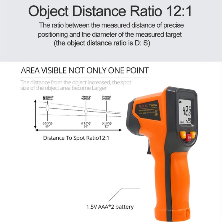 NJTY Digital Display High-Precision Infrared Thermometer For Bakery Kitchen Industry, Spec: T600 - Digital Thermometer by NJTY | Online Shopping UK | buy2fix