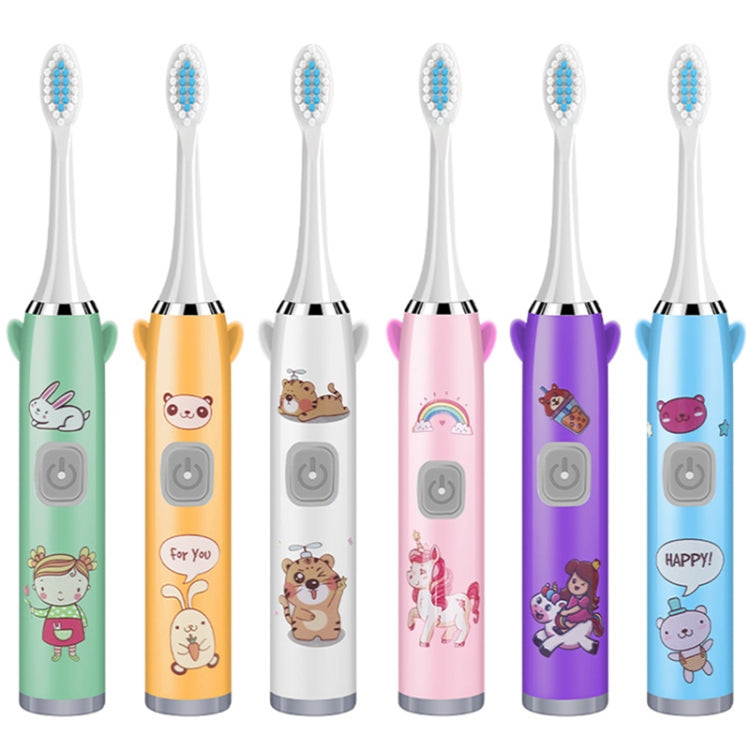 USB Charging Fully Automatic Ultrasonic Cartoon Children Electric Toothbrush, Color: White with 6 Heads - Toothbrushes by buy2fix | Online Shopping UK | buy2fix