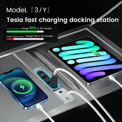 For Tesla Model 3/Y Center Control Type-C Multi-Port Fast Charging USB HUB Docking Station, Model: Single Wire Gray - DIY Modified Charger by buy2fix | Online Shopping UK | buy2fix