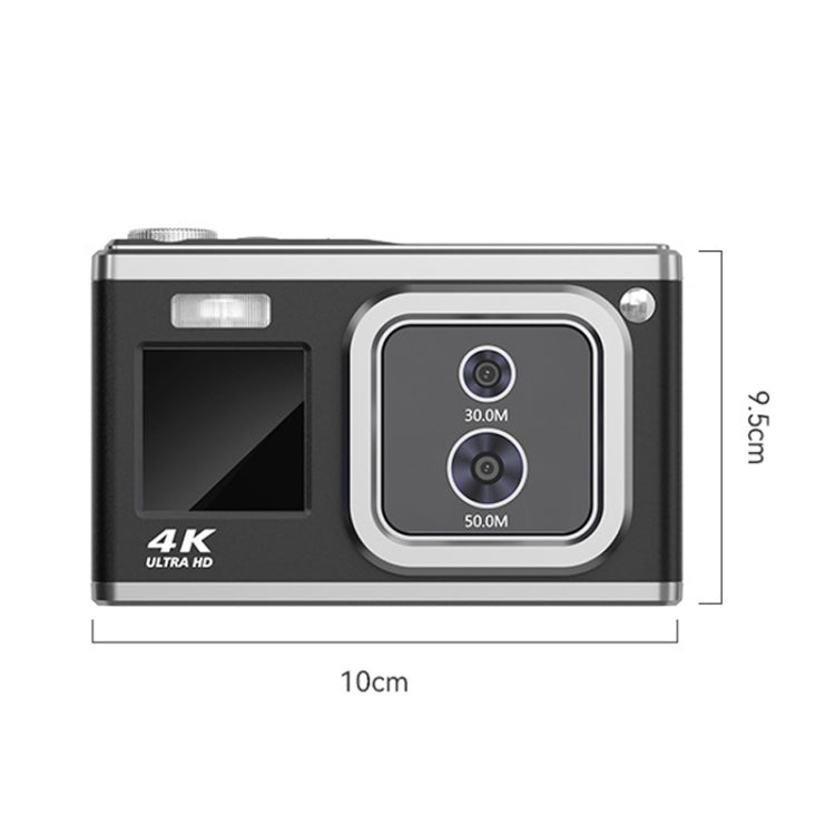 4K HD Optical Dual Lens Digital Camera 50MP Dual Screen Selfie Camera, No Memory(Silver) - Video Cameras by buy2fix | Online Shopping UK | buy2fix