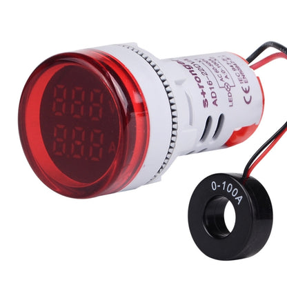 SINOTIMER ST16VA Round 22mm LED Digital Display AC Voltage Current Indicator AC 60-500V 0-100A(01 Red) - Current & Voltage Tester by SINOTIMER | Online Shopping UK | buy2fix