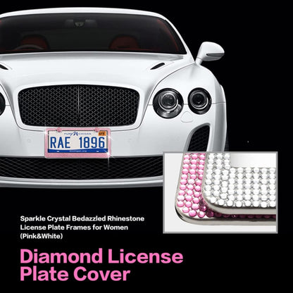 US Standard Stainless Steel License Plate Modified Frame With Diamonds, Color: Square Hole Black Diamond - License Plate Covers & Frames by buy2fix | Online Shopping UK | buy2fix