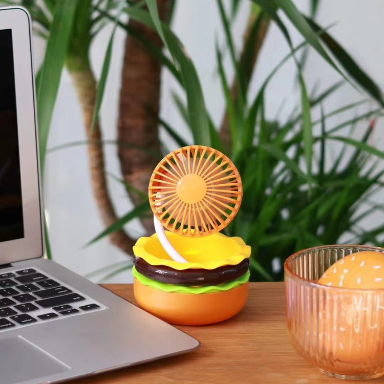 Hamburger Shaped Mini Desktop Fan with Cosmetic Mirror(Pink) - Electric Fans by buy2fix | Online Shopping UK | buy2fix
