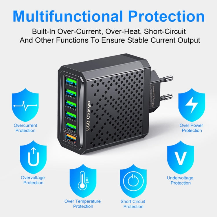 6-Ports Multifunctional Quick Charging USB Travel Charger Power Adapter, Model: Black EU Plug - USB Charger by buy2fix | Online Shopping UK | buy2fix