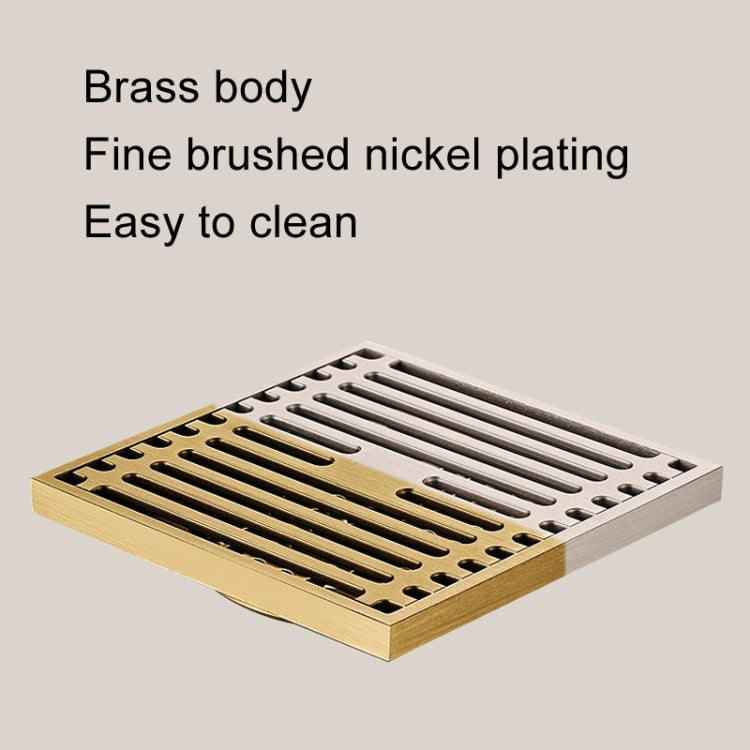 All Copper Brushed Anti-Odor Floor Drain Gravity Copper Core Bathroom Floor Drain, Specification: 8x20cm Long Invisible Medium Drain - Drain Strainers by buy2fix | Online Shopping UK | buy2fix