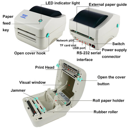 Xprinter XP-450B USB Port Supermarket Cashier Barcode Thermal Printer(EU Plug) - Printer by Xprinter | Online Shopping UK | buy2fix