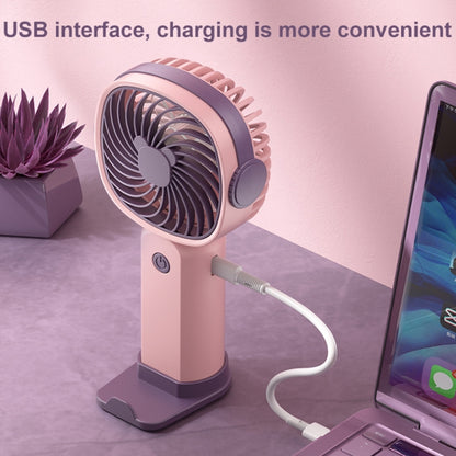 Handheld Portable Mini Multifunctional Fan With Phone Holder Function, Color: Pink Purple with Battery - Electric Fans by buy2fix | Online Shopping UK | buy2fix